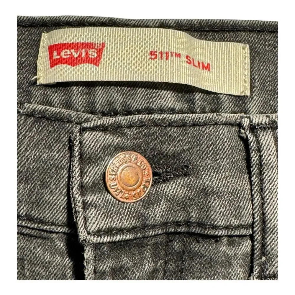Levi's 511 Slim Jeans Boy's‎ Size 16 Dark Denim Black 5-Pocket Style